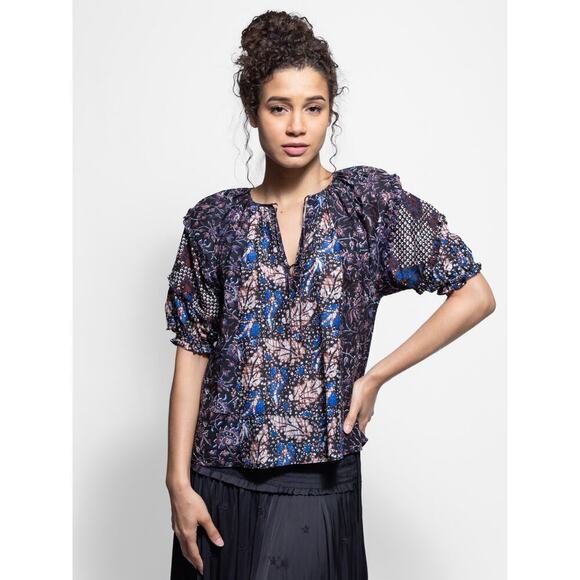 Ulla Johnson Tops - Ulla Johnson - Arusi Printed Cotton and Silk-Blend Blouse Batik - Size 2